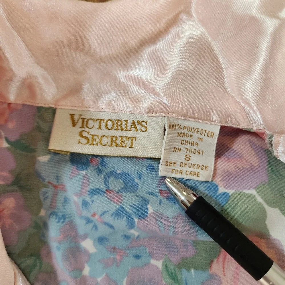 Victoria's Secret Vtg Gold Label Double Breasted Nightshirt Pink Floral Small‎